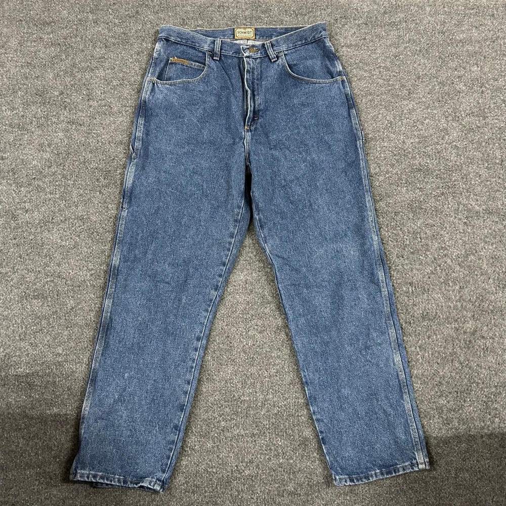 Schmidt Carpenter Jeans Mens Size 34x30 Blue Cotton Denim Utility Work Pants
